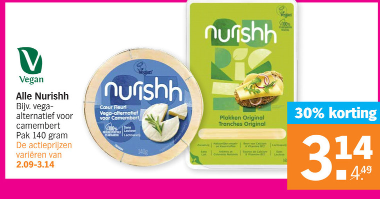 Nurishh   kaasplakken, camembert folder aanbieding bij  Albert Heijn - details