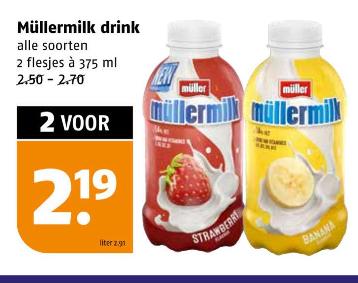 Mullermilk   drinkyoghurt, chocolademelk folder aanbieding bij  Poiesz - details