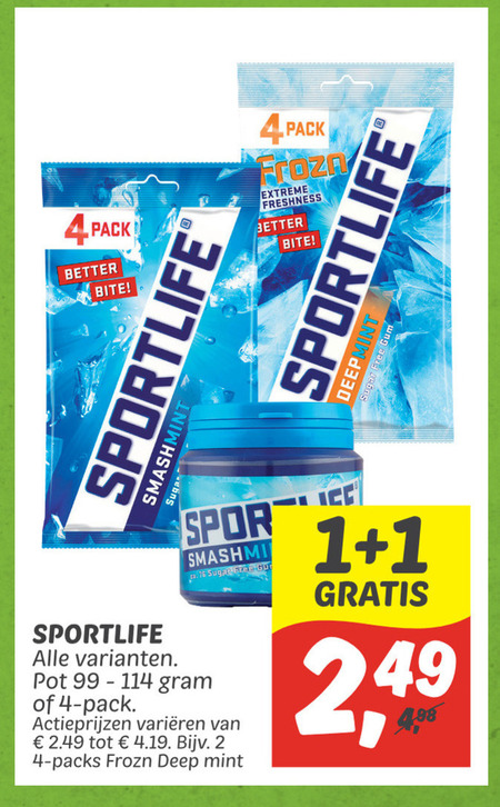 Sportlife   kauwgom folder aanbieding bij  Dekamarkt - details