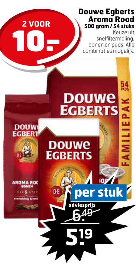 Douwe Egberts   koffiebonen, koffiepad folder aanbieding bij  Trekpleister - details