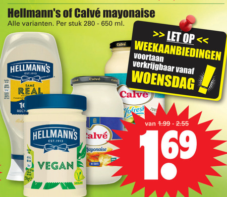 Hellmans   mayonaise folder aanbieding bij  Dirk - details