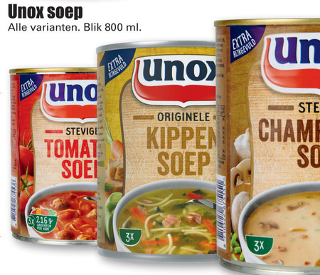 Unox   soep folder aanbieding bij  Dirk - details