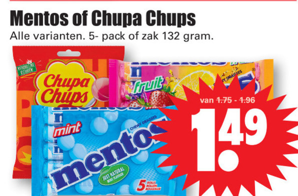 Mentos   snoep folder aanbieding bij  Dirk - details