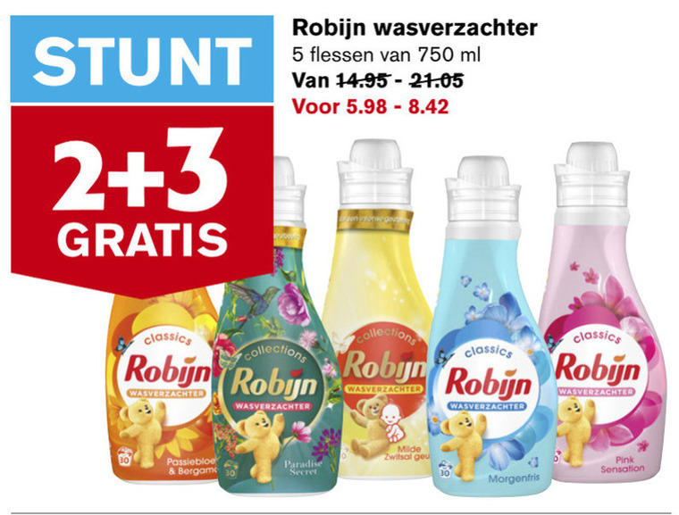 Robijn   wasverzachter folder aanbieding bij  Hoogvliet - details