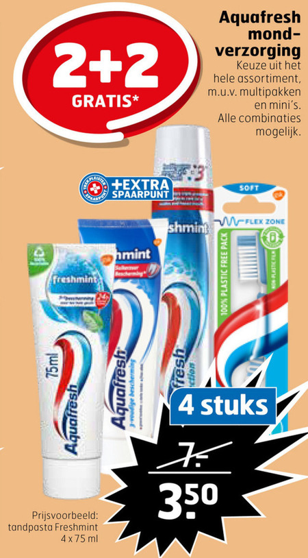 Aquafresh   tandpasta, tandenborstel folder aanbieding bij  Trekpleister - details