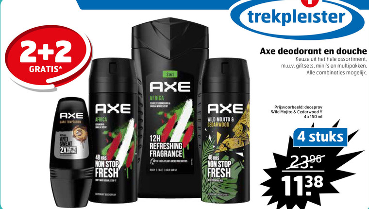 Axe   douchegel, deodorant folder aanbieding bij  Trekpleister - details