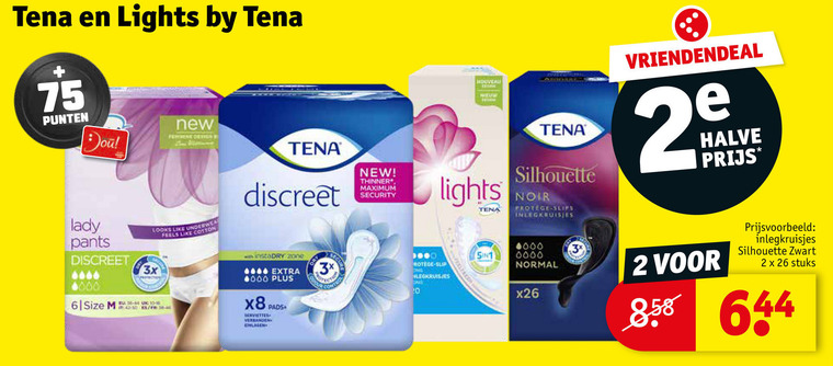 Tena Lady inlegkruisjes, incontinentieverband folder aanbieding bij - details