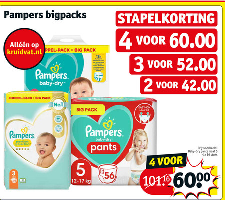 Pampers   luiers, luierbroekjes folder aanbieding bij  Kruidvat - details