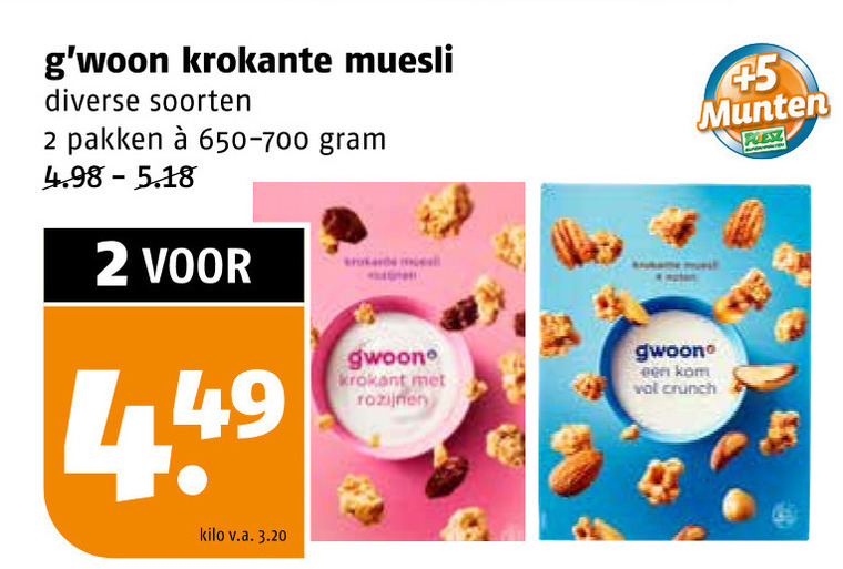 Gwoon muesli folder aanbieding bij Poiesz details