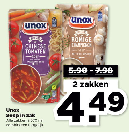 Unox   soep folder aanbieding bij  Plus - details