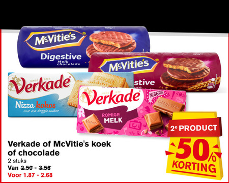 Verkade   biscuits, chocolade folder aanbieding bij  Hoogvliet - details