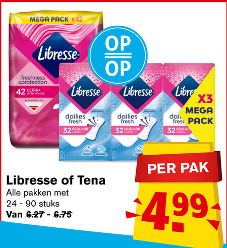 Libresse   maandverband, inlegkruisjes folder aanbieding bij  Hoogvliet - details