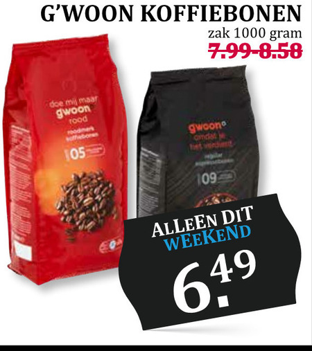 Gwoon   koffiebonen folder aanbieding bij  Boons Markt - details