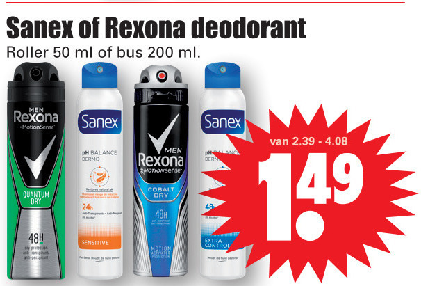 Rexona   deodorant folder aanbieding bij  Dirk - details