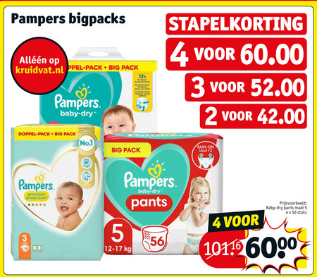 Pampers   luiers, luierbroekjes folder aanbieding bij  Kruidvat - details