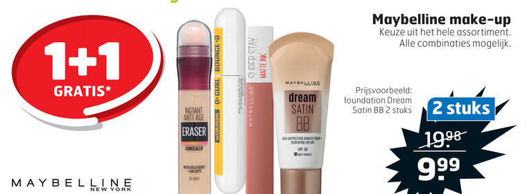 Maybelline   foundation, cosmetica folder aanbieding bij  Trekpleister - details