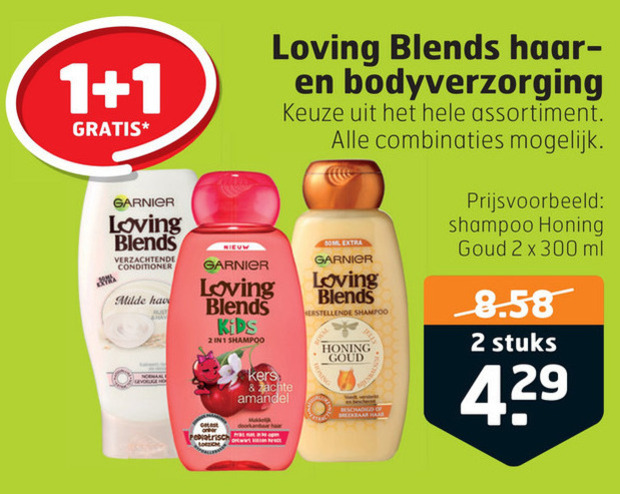 Garnier Loving Blends   conditioner, shampoo folder aanbieding bij  Trekpleister - details