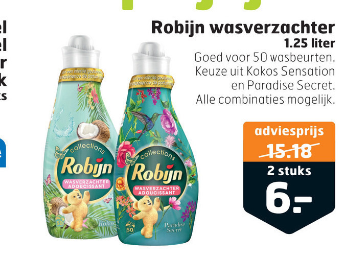 Robijn   wasverzachter folder aanbieding bij  Trekpleister - details