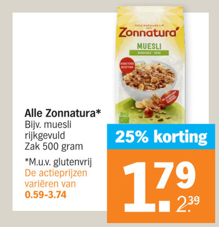 Zonnatura   muesli, mueslireep folder aanbieding bij  Albert Heijn - details