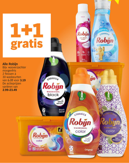 Robijn   wasverzachter, wasmiddel folder aanbieding bij  Albert Heijn - details