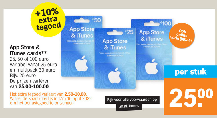 loyaliteit Bewust mixer Apple itunes kaart folder aanbieding bij Albert Heijn - details