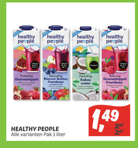 Healthy People   vruchtensap folder aanbieding bij  Dekamarkt - details