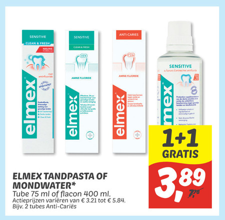 Elmex   tandpasta, mondwater folder aanbieding bij  Dekamarkt - details