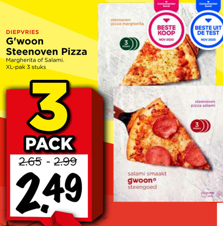 Gwoon   diepvriespizza folder aanbieding bij  Vomar - details