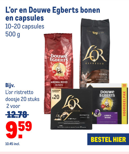 Douwe Egberts L Or   koffiecups, koffiebonen folder aanbieding bij  Makro - details