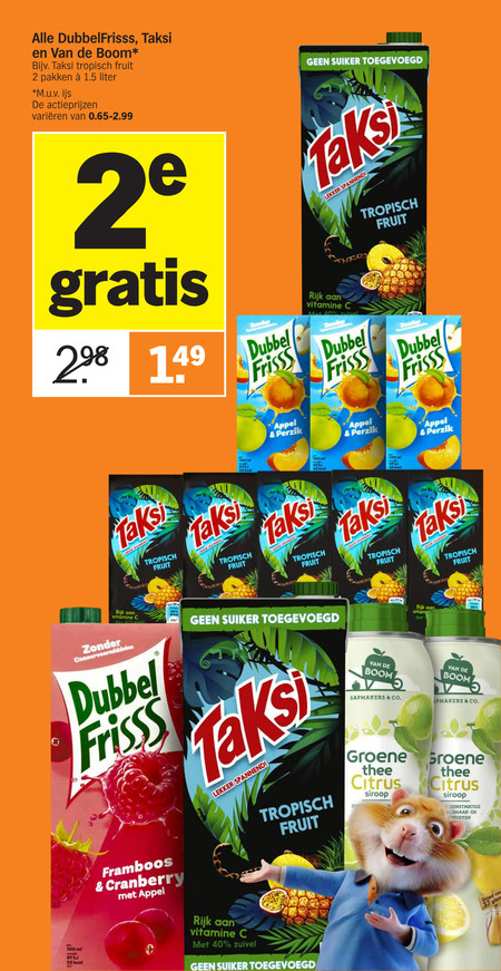 Dubbelfrisss   fruitdrank folder aanbieding bij  Albert Heijn - details