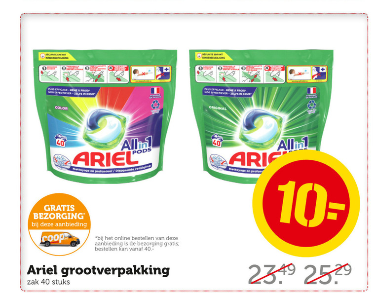 Ariel   wasmiddel folder aanbieding bij  Coop - details