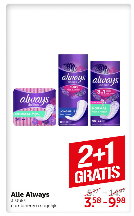 Always   maandverband, inlegkruisjes folder aanbieding bij  Coop - details