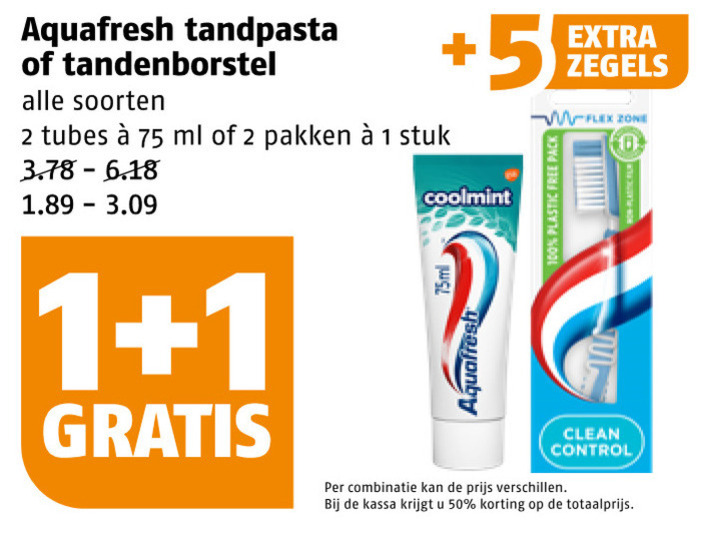 Aquafresh   tandenborstel, tandpasta folder aanbieding bij  Poiesz - details