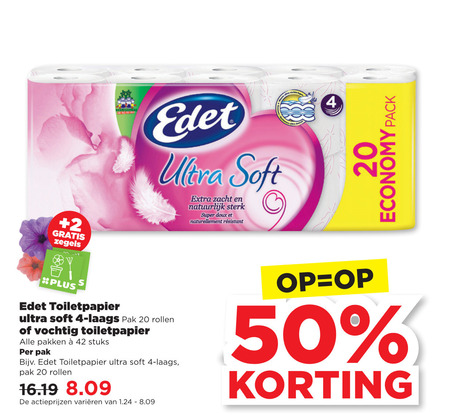 Edet   toiletpapier, vochtig toiletpapier folder aanbieding bij  Plus - details