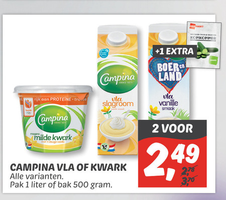 Campina   kwark, vla folder aanbieding bij  Dekamarkt - details