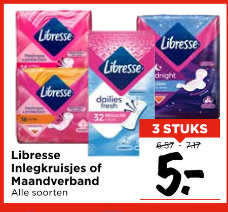 Libresse   maandverband, inlegkruisjes folder aanbieding bij  Vomar - details