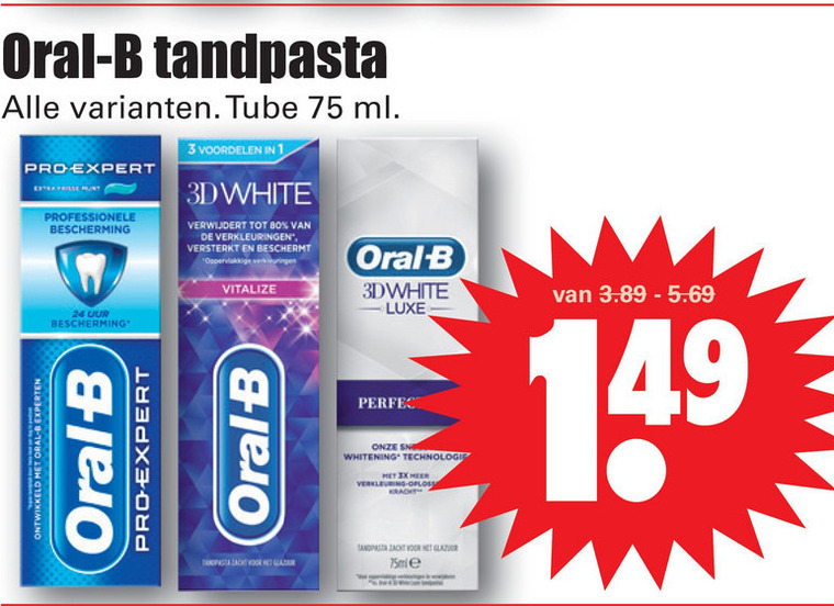 Oral-B   tandpasta folder aanbieding bij  Dirk - details