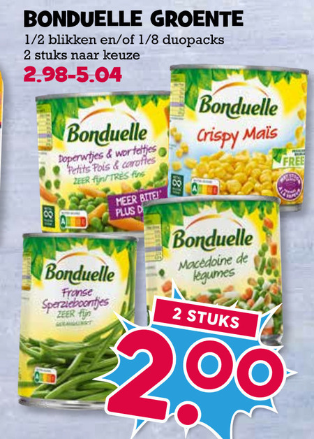 Bonduelle   groenteconserven folder aanbieding bij  Boons Markt - details