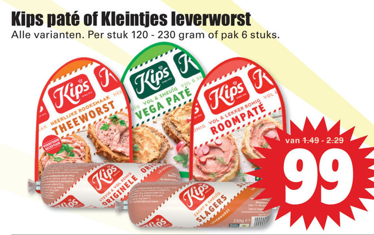 Kips   leverworst, pate folder aanbieding bij  Dirk - details