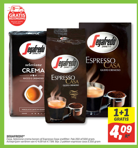 Segafredo   koffiebonen, koffie folder aanbieding bij  Dekamarkt - details