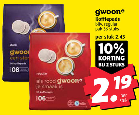 Gwoon   koffiepad folder aanbieding bij  Boni - details