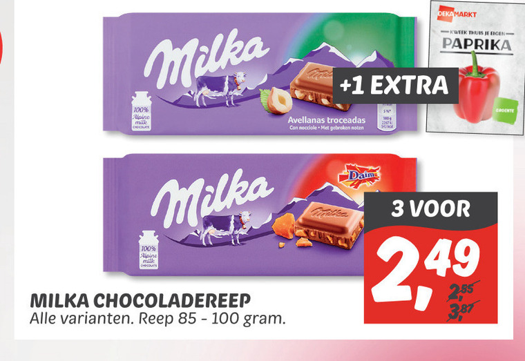 Milka   chocolade folder aanbieding bij  Dekamarkt - details