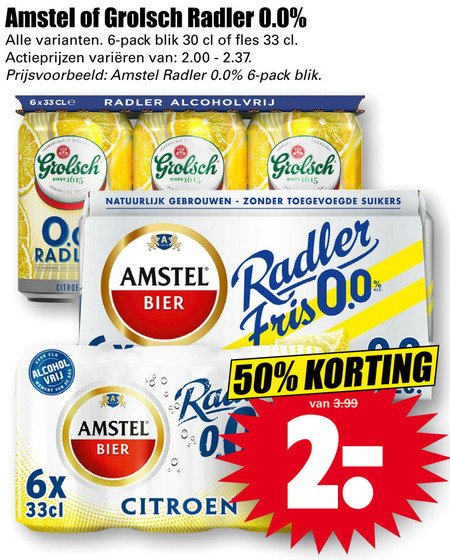 Amstel   radler bier folder aanbieding bij  Dirk - details