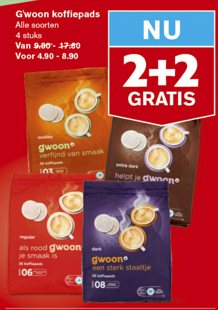 Gwoon   koffiepad folder aanbieding bij  Hoogvliet - details