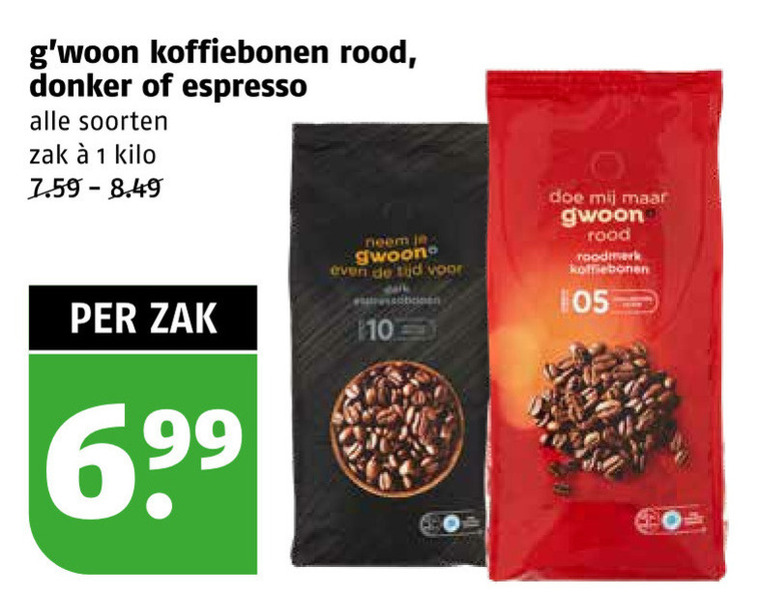 Gwoon   koffiebonen folder aanbieding bij  Poiesz - details