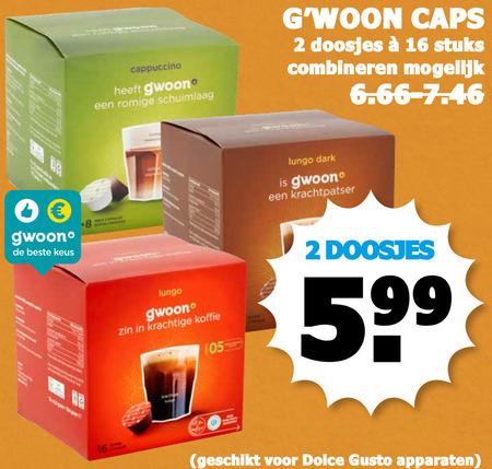 Gwoon   dolce gusto capsules folder aanbieding bij  Boons Markt - details