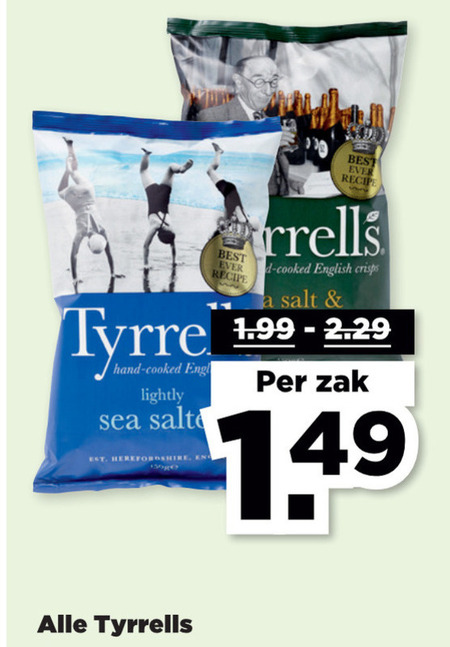 Tyrells   chips folder aanbieding bij  Plus - details