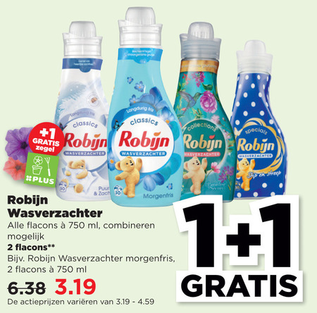 Robijn   wasverzachter folder aanbieding bij  Plus - details