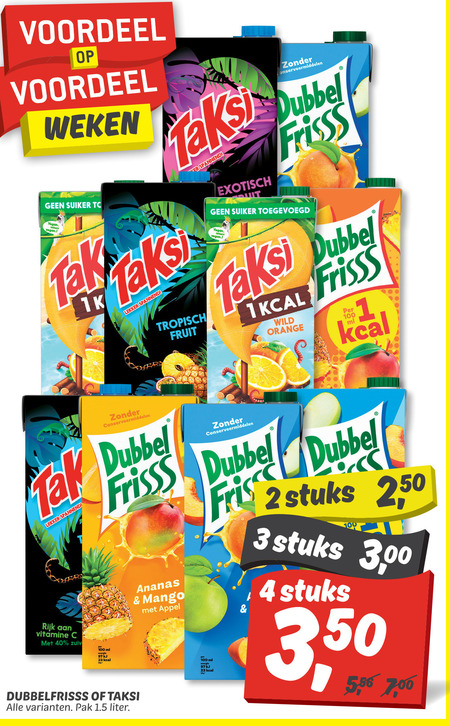 Dubbelfrisss   fruitdrank folder aanbieding bij  Dekamarkt - details