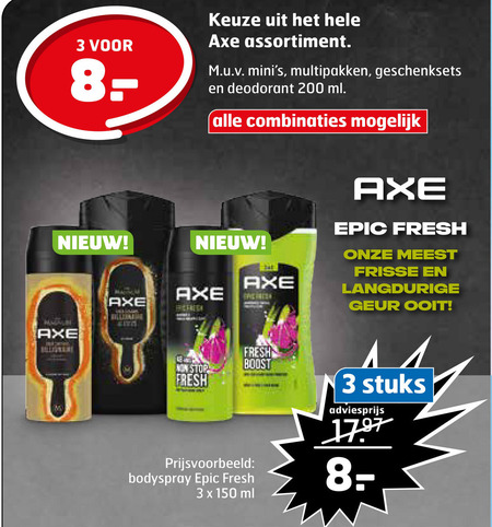 Axe   deodorant, douchegel folder aanbieding bij  Trekpleister - details